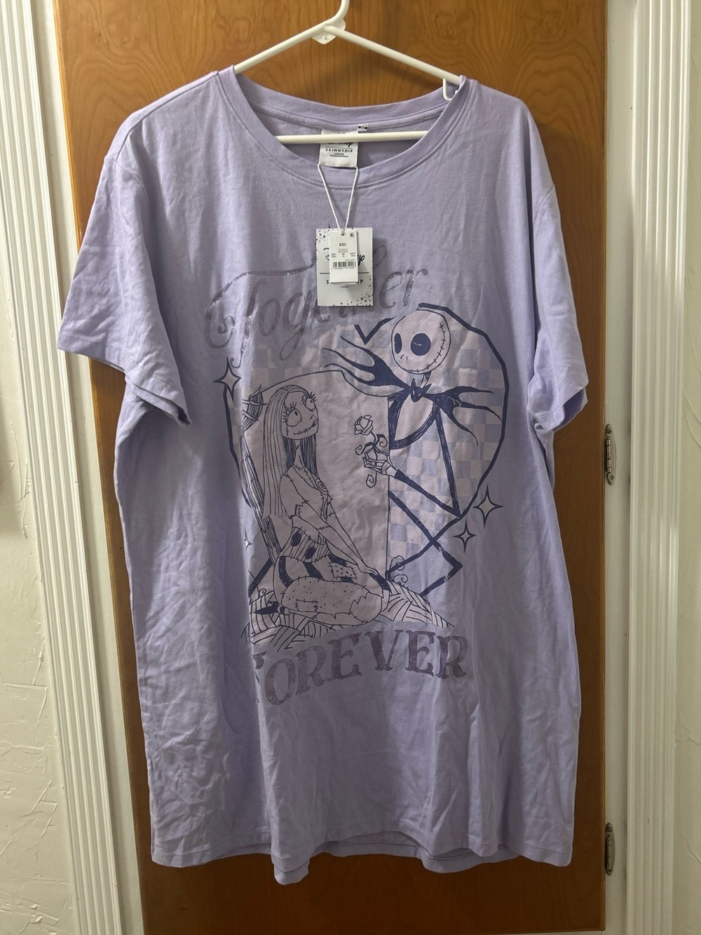Disney Skinny Dip Jack and Sally 
Lilac 'Together Forever' Themed Tee